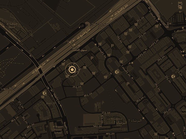 Map of Al Barsha 1, Dubai, with Shambala European Spa marked at the Cosmopolitan Hotel